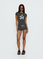 Elacie Graphic Baby Tee Black Polka Dot