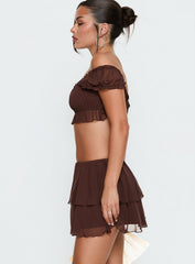 Ackee Tiered Mini Skort Brown