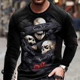 Retro Men's T-shirt 3D Printed Street Hip-hop Loose Crew Neck Casual Long Sleeve (1)