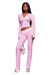 BLARE FOLDOVER TRACKPANT - LIGHT PINK STRIPE