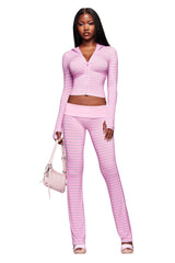 BLARE FOLDOVER TRACKPANT - LIGHT PINK STRIPE