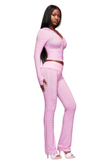 BLARE FOLDOVER TRACKPANT - LIGHT PINK STRIPE