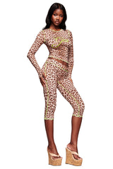 BLARE LONG SLEEVE TOP - LEOPARD