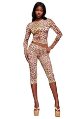 BLARE LONG SLEEVE TOP - LEOPARD