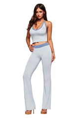 BLARE V-NECK TANK - TWO TONE POWDER BLUE