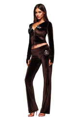 BLARE VELOUR POCKET TRACKPANT - CHOCOLATE