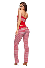 BLARE ZIP BOOB TUBE - RED AND BLUE STRIPE