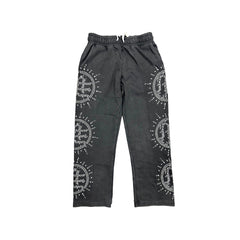 ‘Eclipse’ Grey Acid Wash Rhinestone Sweats