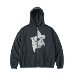 Roaring Little Eyes ERD24SS Melancholic Rich Second Generation Pig Madonna Cloth Tie Pulling Sweatshirt Hoodie (1)