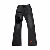 ERD 24FW Melancholic Rich Second Generation Black Corduroy Patch Damaged Embroidered Party Pants