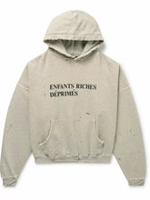 ERD Distressed Letter Print Heavyweight Hoodie - Light Grey