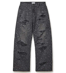 Vale Forever Rain Rhinestone Denim Jeans — Black
