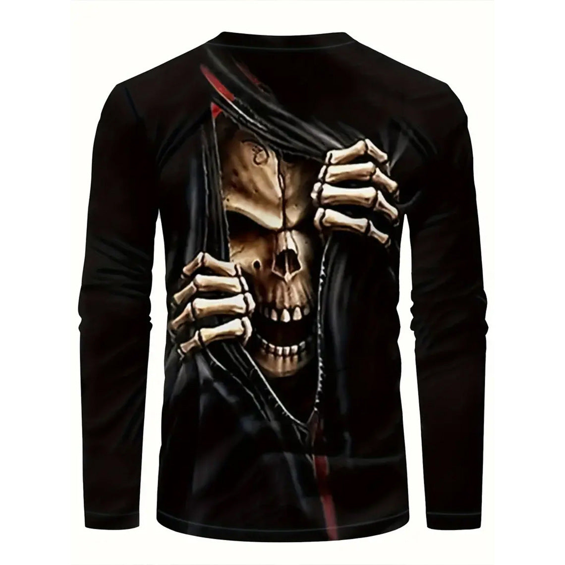 Retro Men's T-shirt 3D Printed Street Hip-hop Loose Crew Neck Casual Long Sleeve (1)