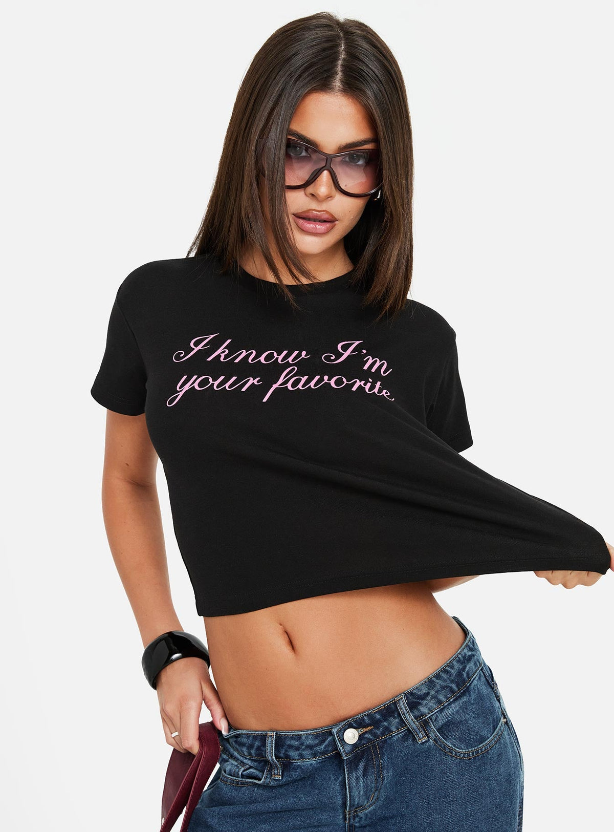 Your Favorite Graphic Baby Tee Washed Black