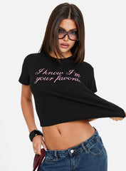 Your Favorite Graphic Baby Tee Washed Black