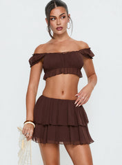 Ackee Tiered Mini Skort Brown