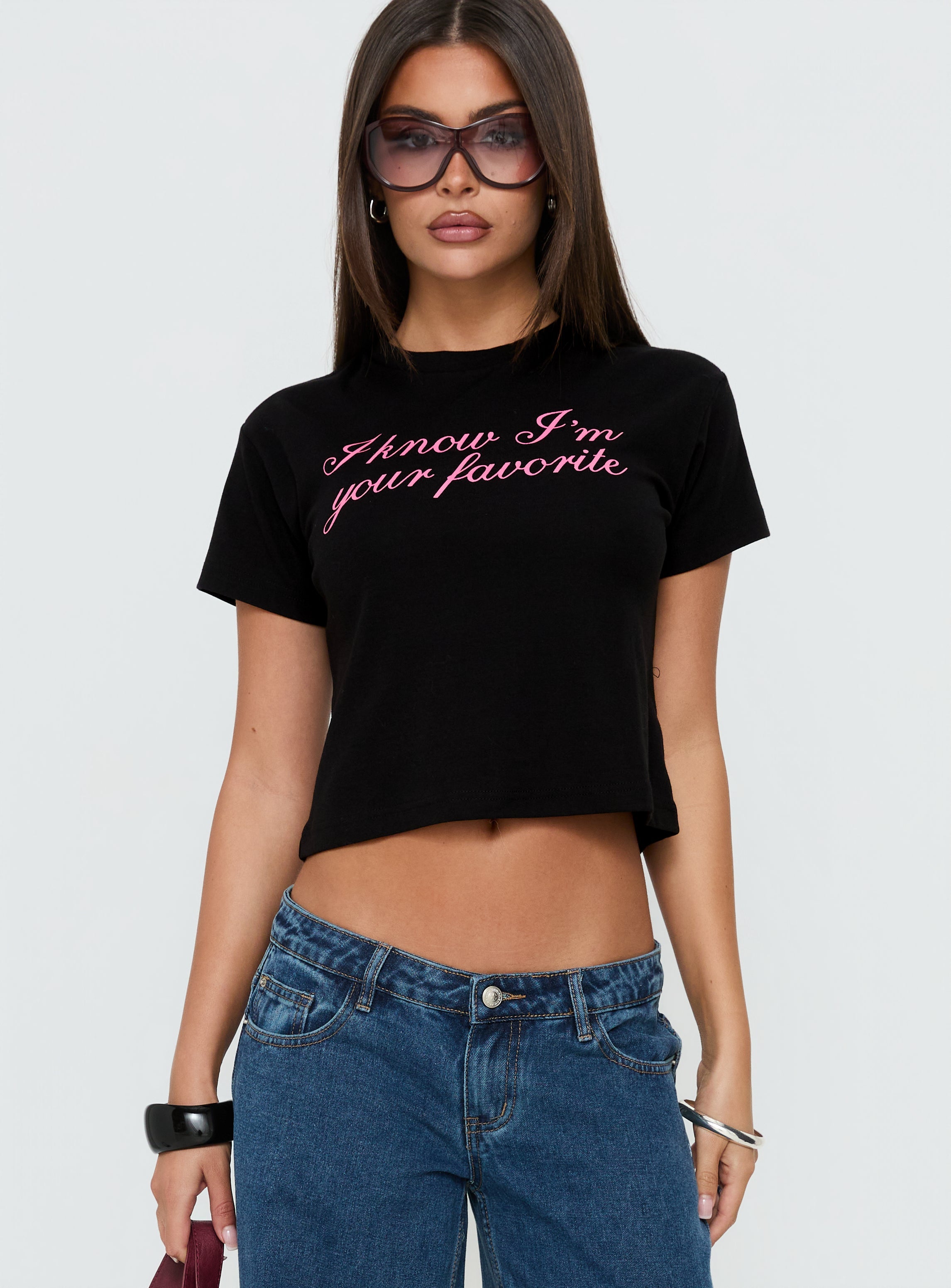 Your Favorite Graphic Baby Tee Washed Black