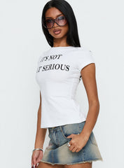It's Not That Serious Graphic Baby Tee White / Black