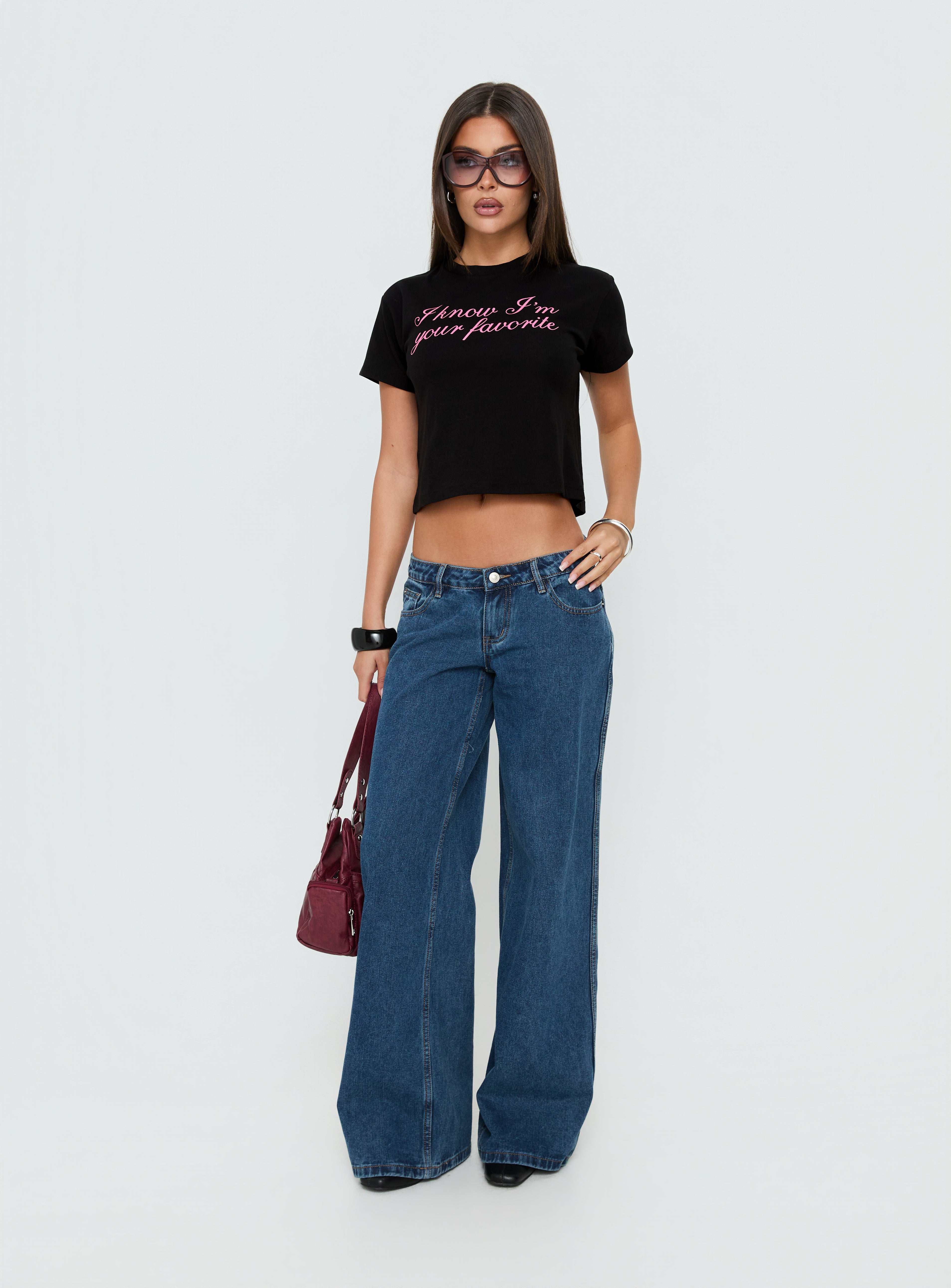 Your Favorite Graphic Baby Tee Washed Black