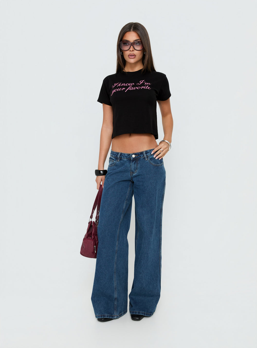 Your Favorite Graphic Baby Tee Washed Black