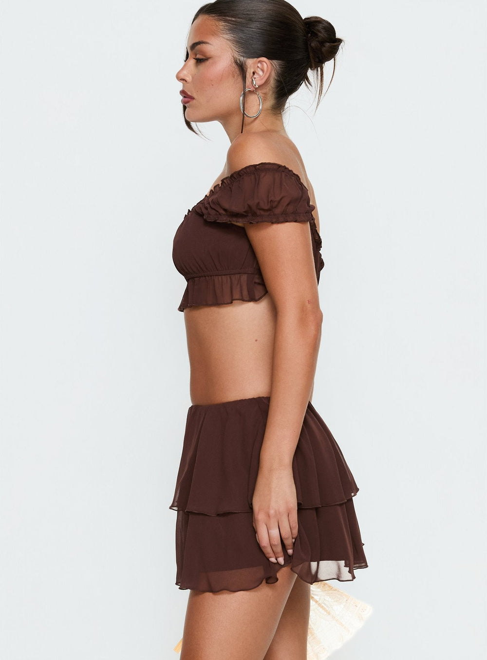 Ackee Tiered Mini Skort Brown