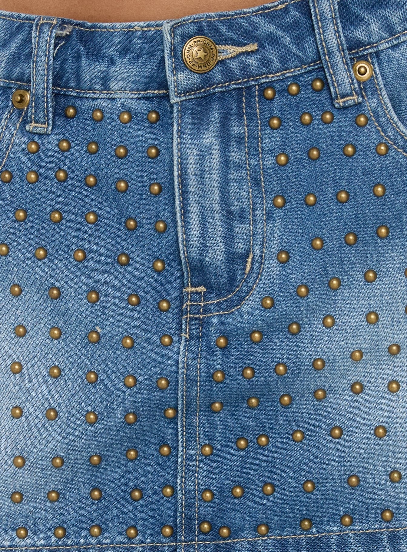 Go Girl Low Rise Studded Mini Skort Mid Blue