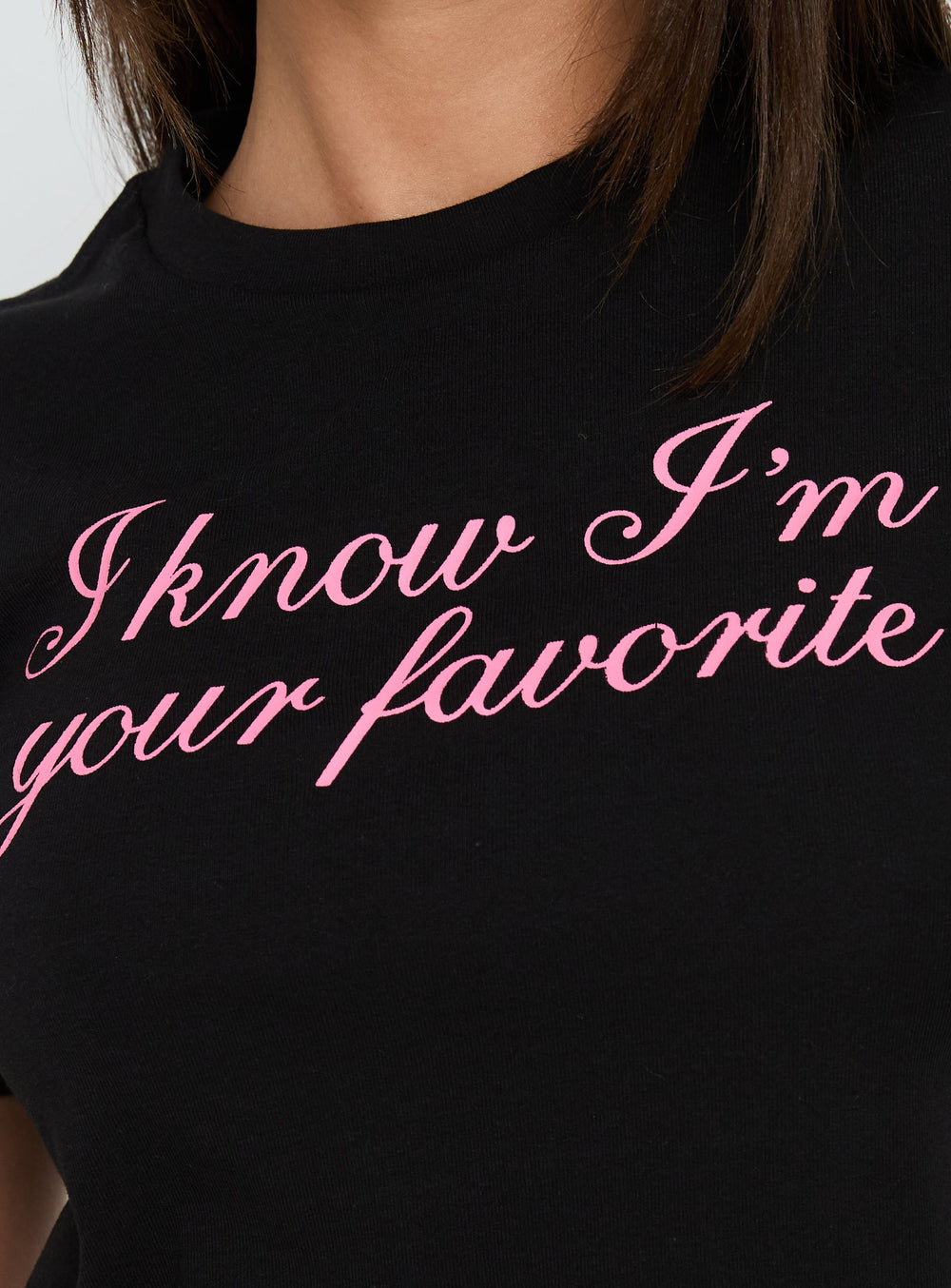 Your Favorite Graphic Baby Tee Washed Black