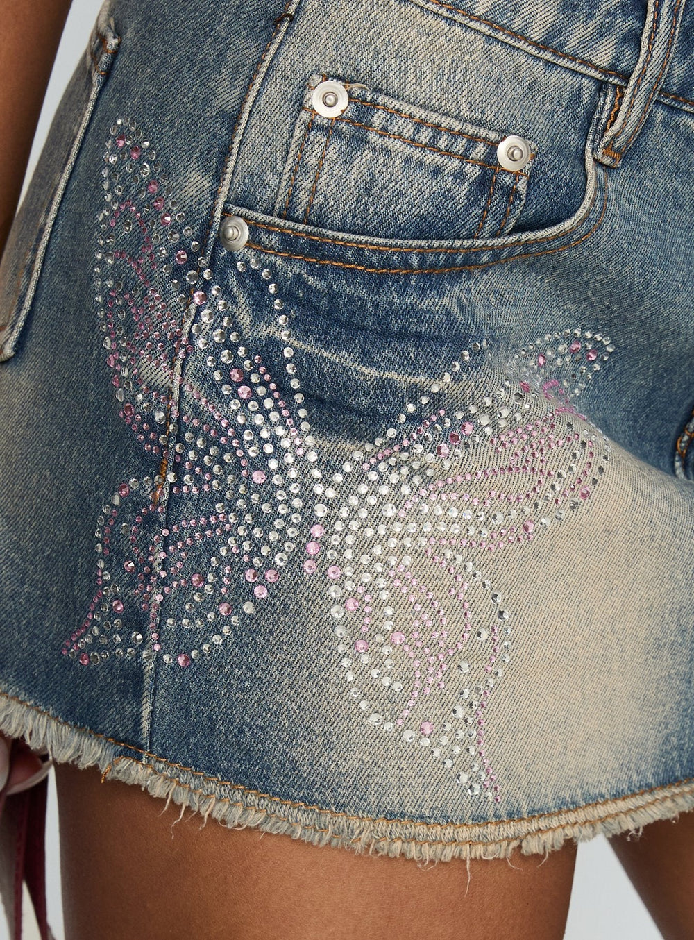 Second Guessing Butterfly Diamante Skort Blue