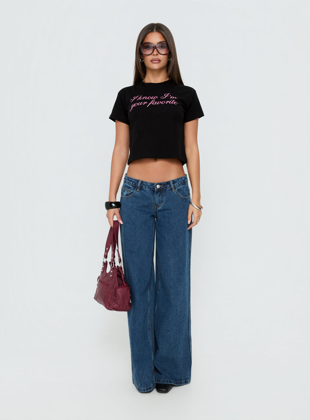 Your Favorite Graphic Baby Tee Washed Black