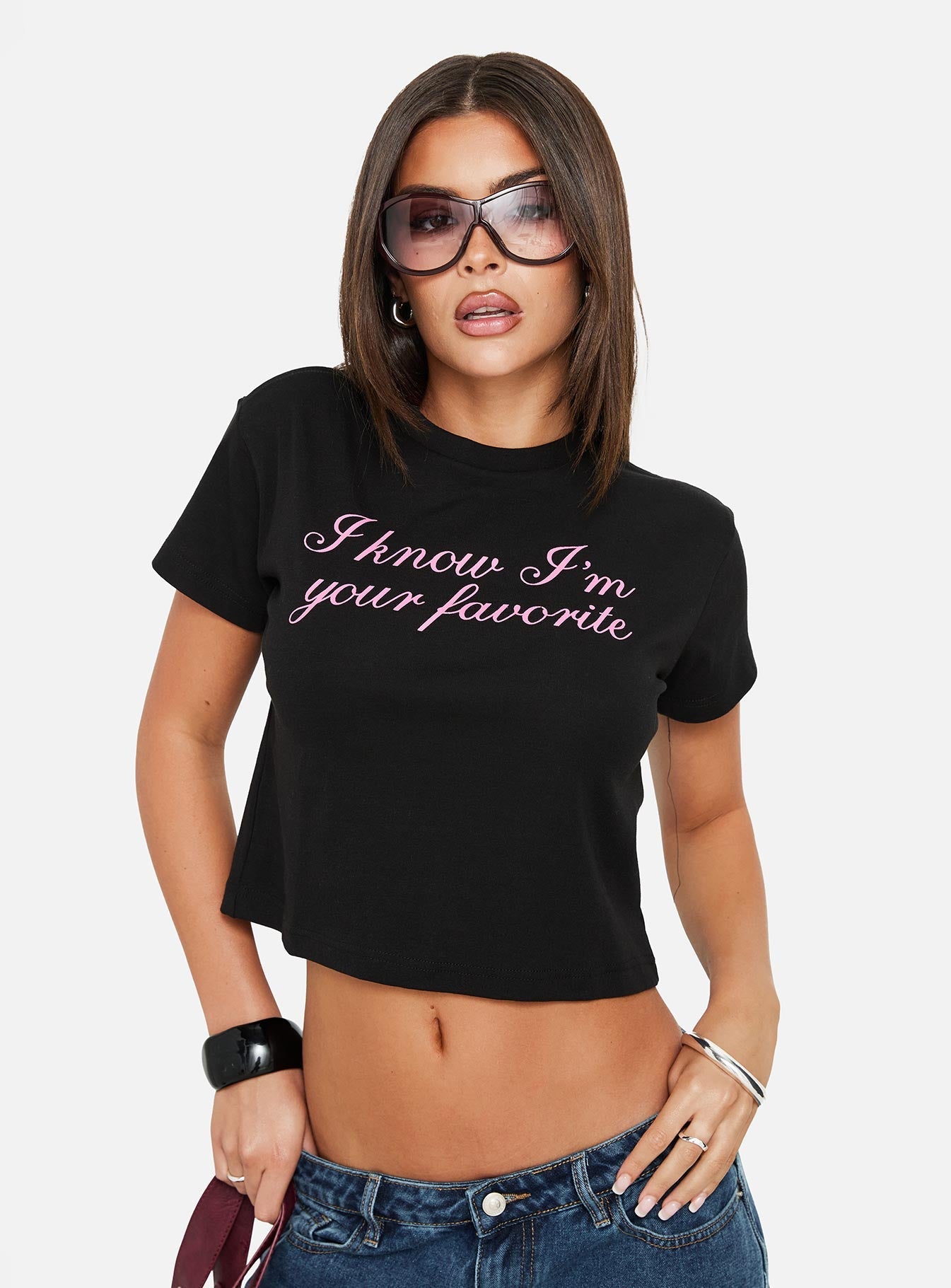Your Favorite Graphic Baby Tee Washed Black