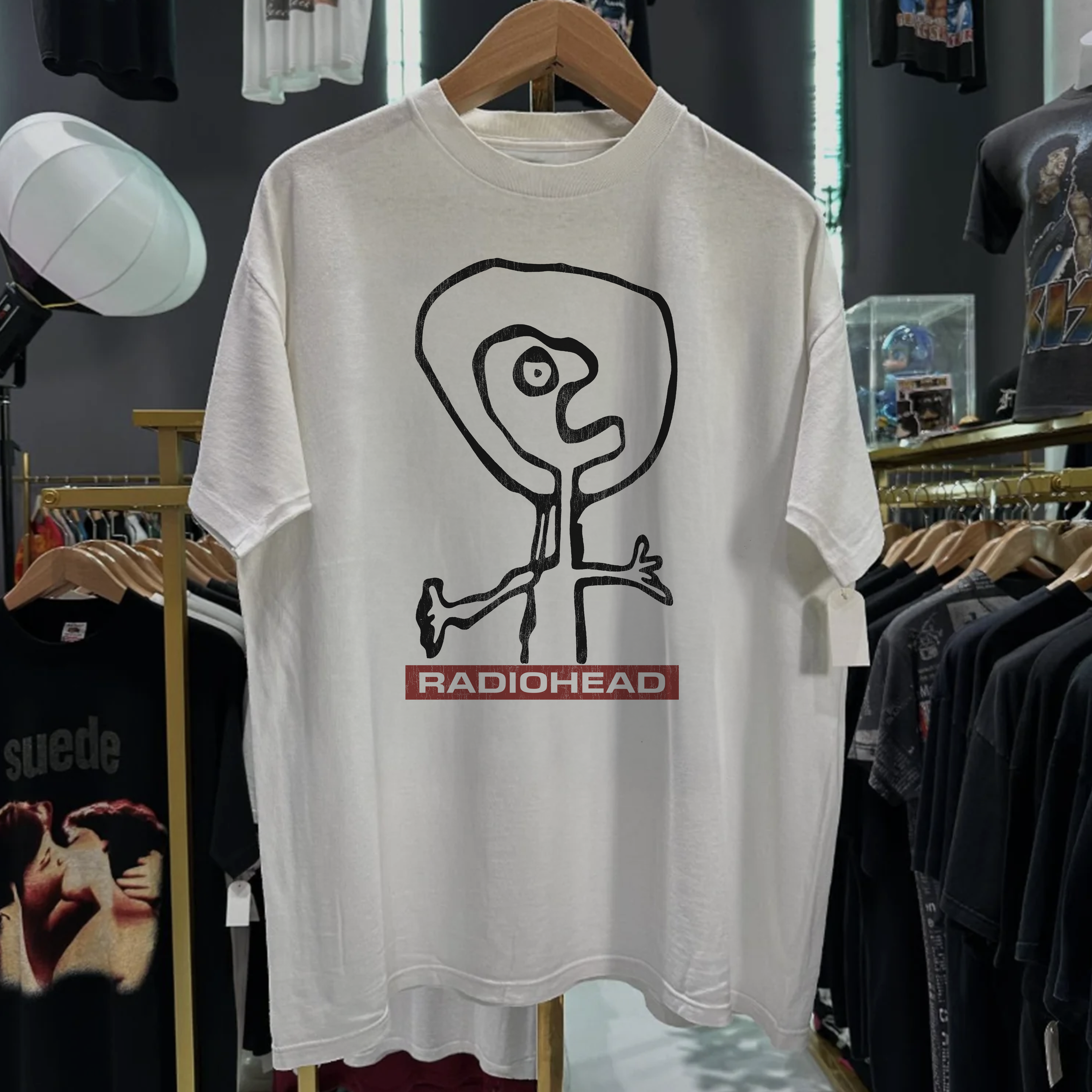 90S Radiohead Promo Washed White Tee