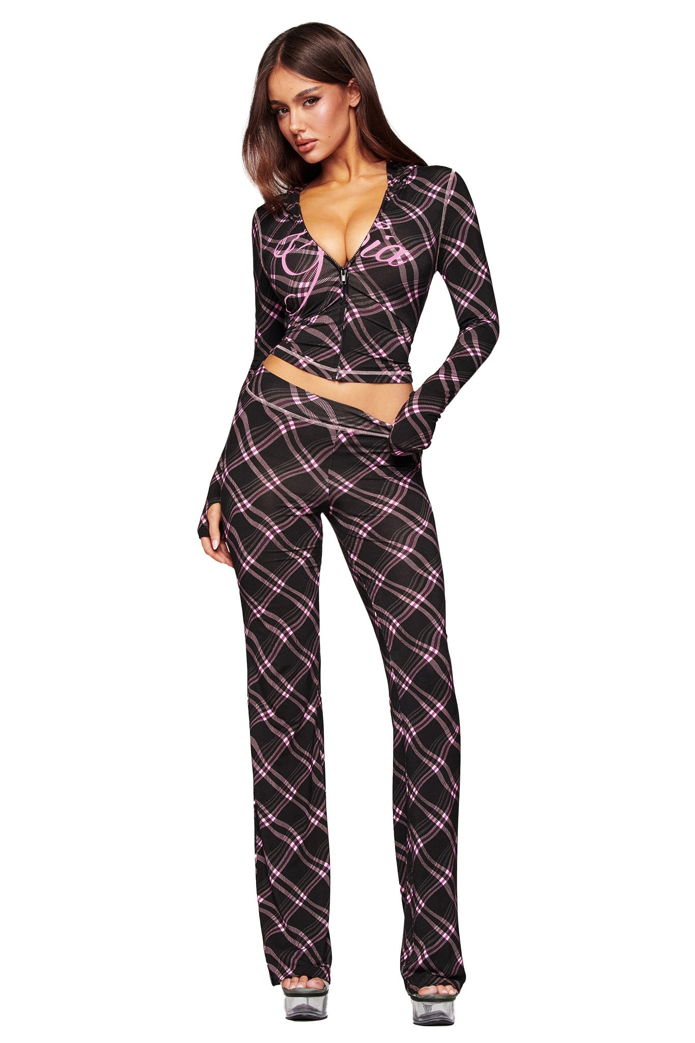 BLARE TRACKPANT - BLACK WARPED PLAID
