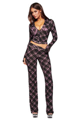 BLARE TRACKPANT - BLACK WARPED PLAID