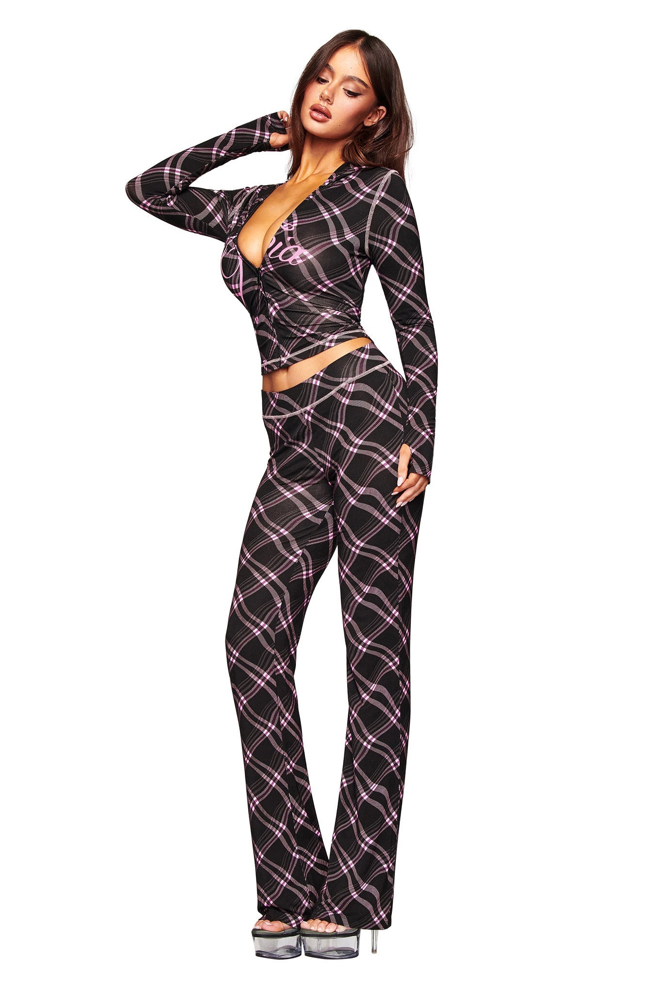 BLARE TRACKPANT - BLACK WARPED PLAID