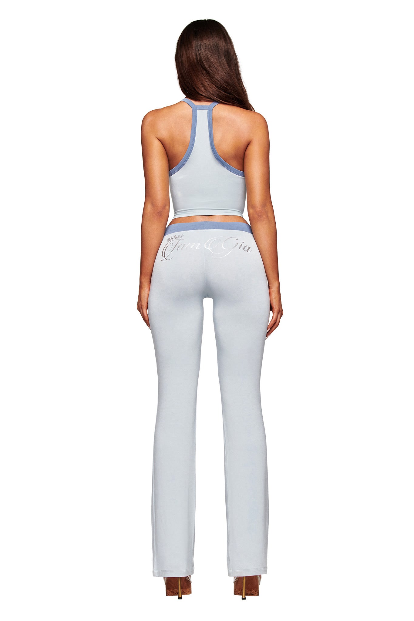 BLARE V-NECK TANK - TWO TONE POWDER BLUE