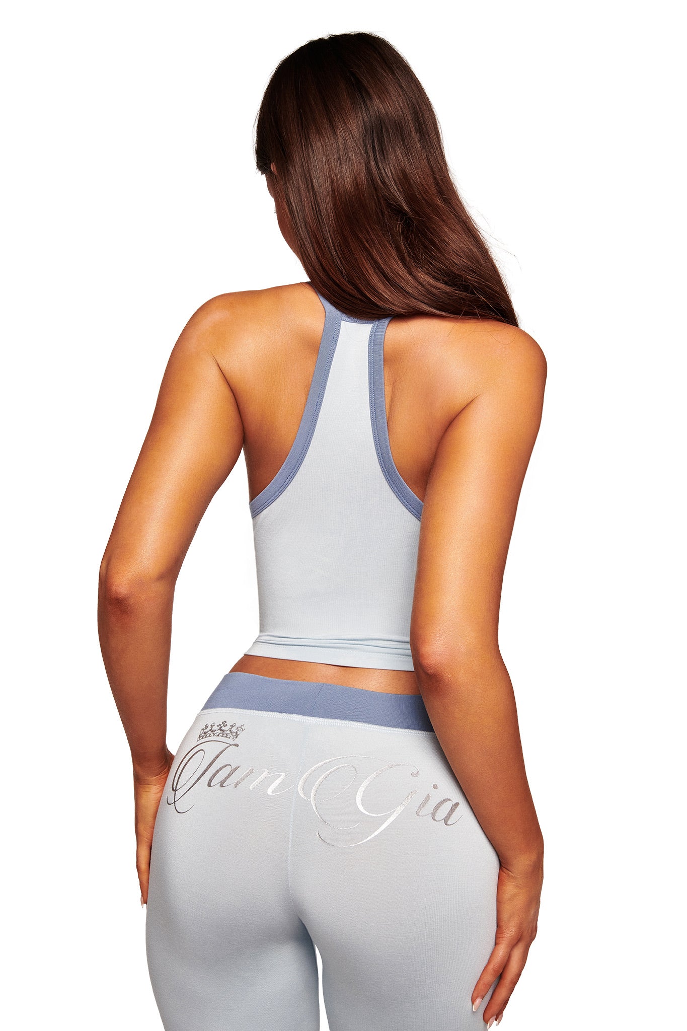 BLARE V-NECK TANK - TWO TONE POWDER BLUE