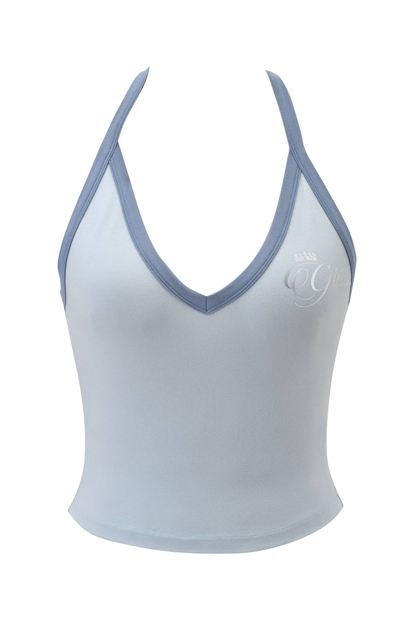 BLARE V-NECK TANK - TWO TONE POWDER BLUE
