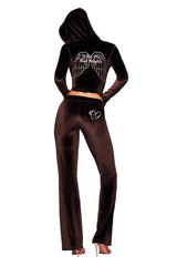 BLARE VELOUR POCKET TRACKPANT - CHOCOLATE