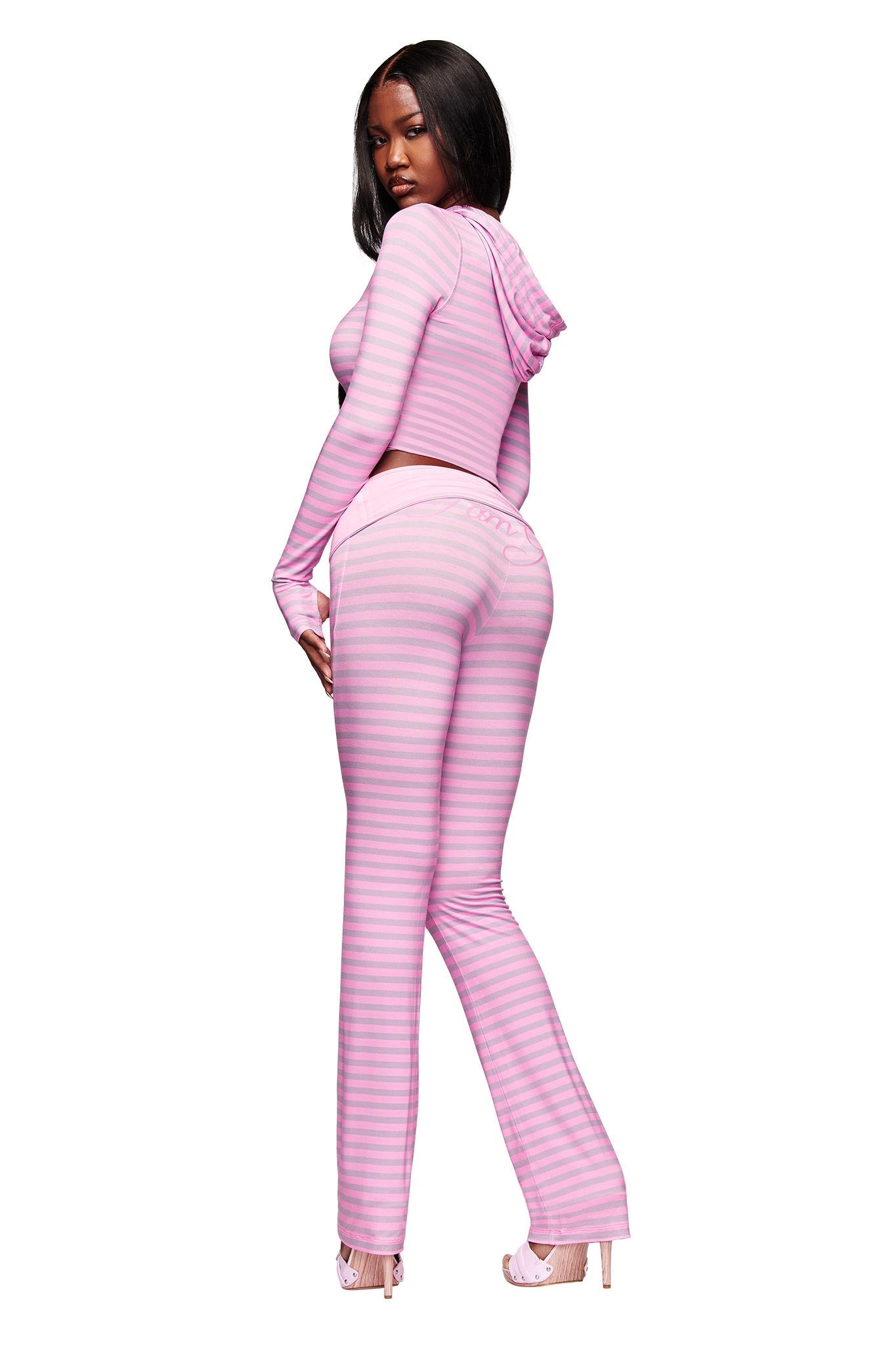 BLARE FOLDOVER TRACKPANT - LIGHT PINK STRIPE