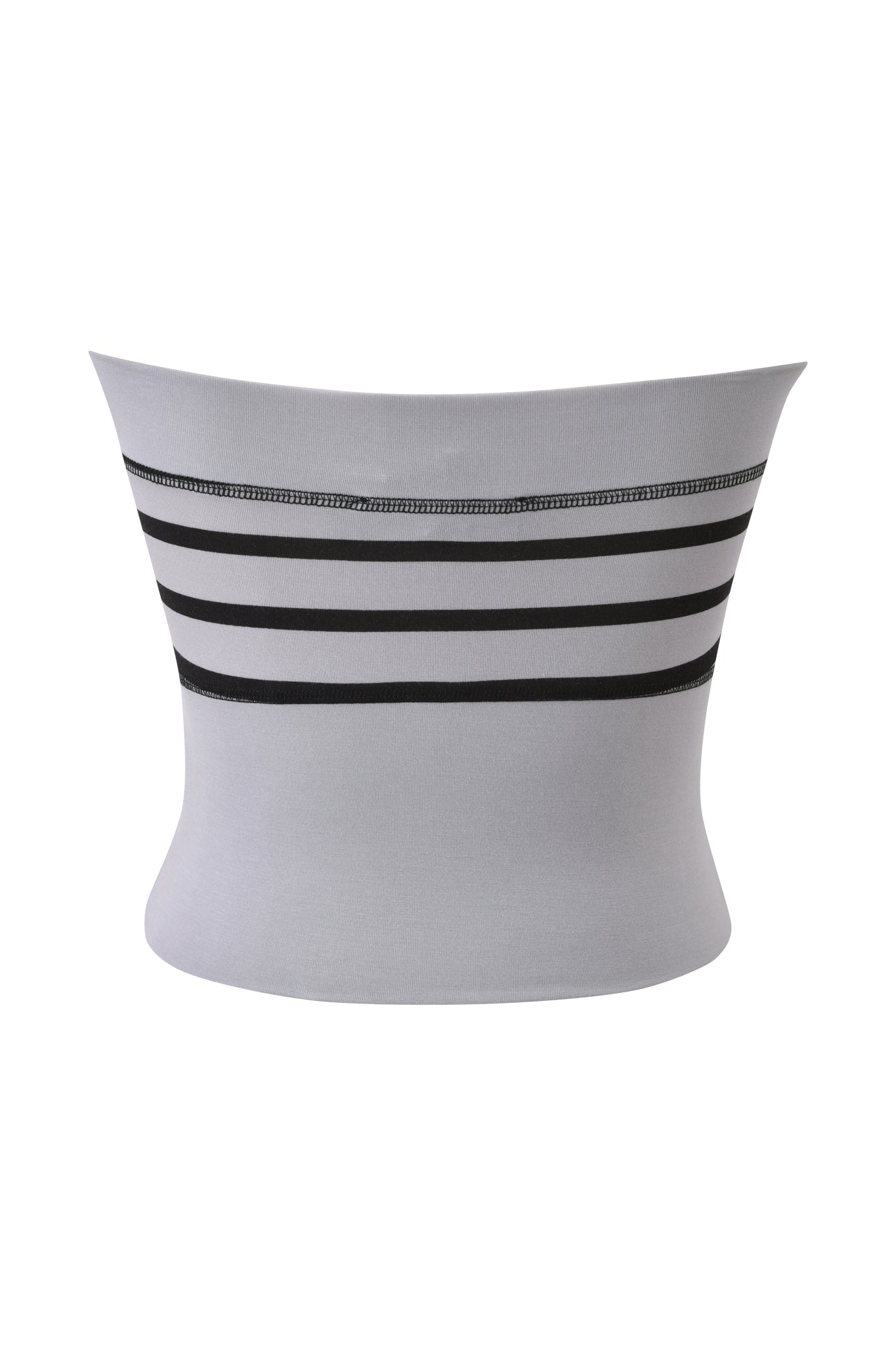 BLARE ZIP BOOB TUBE - GREY AND BLACK STRIPE