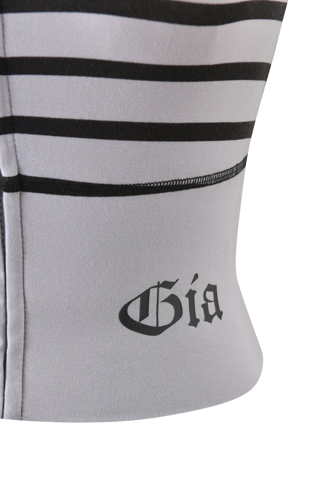 BLARE ZIP BOOB TUBE - GREY AND BLACK STRIPE