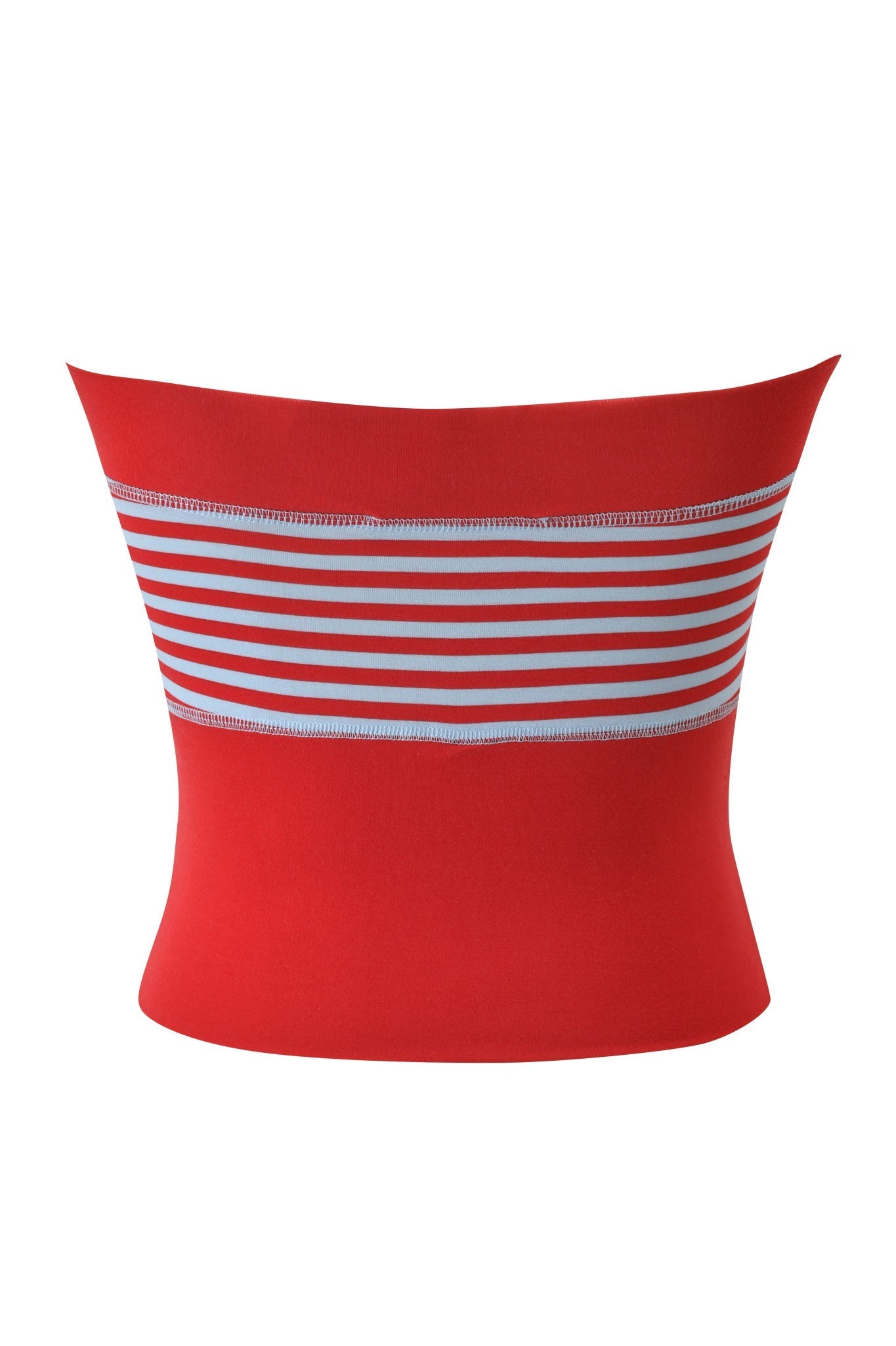 BLARE ZIP BOOB TUBE - RED AND BLUE STRIPE