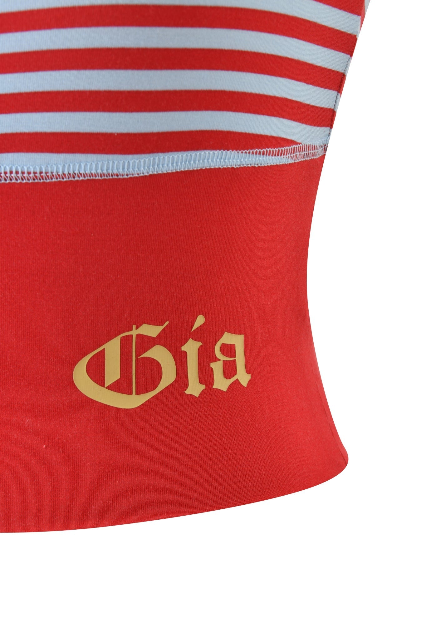 BLARE ZIP BOOB TUBE - RED AND BLUE STRIPE