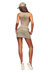 ISSHA TERRY MINI SKIRT - STONE