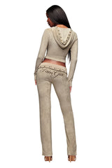 BLARE STUDDED TERRY PANT - STONE