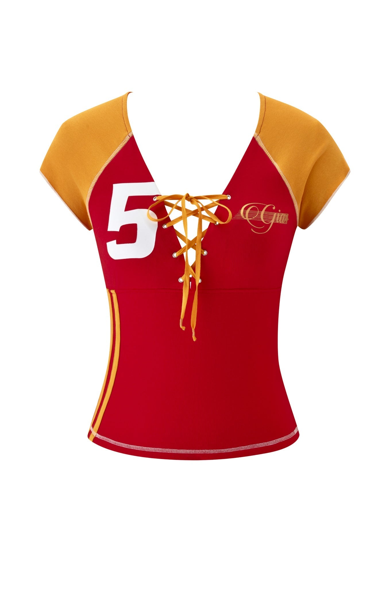 NOVIA LACE-UP T-SHIRT AND HEADBAND - RED
