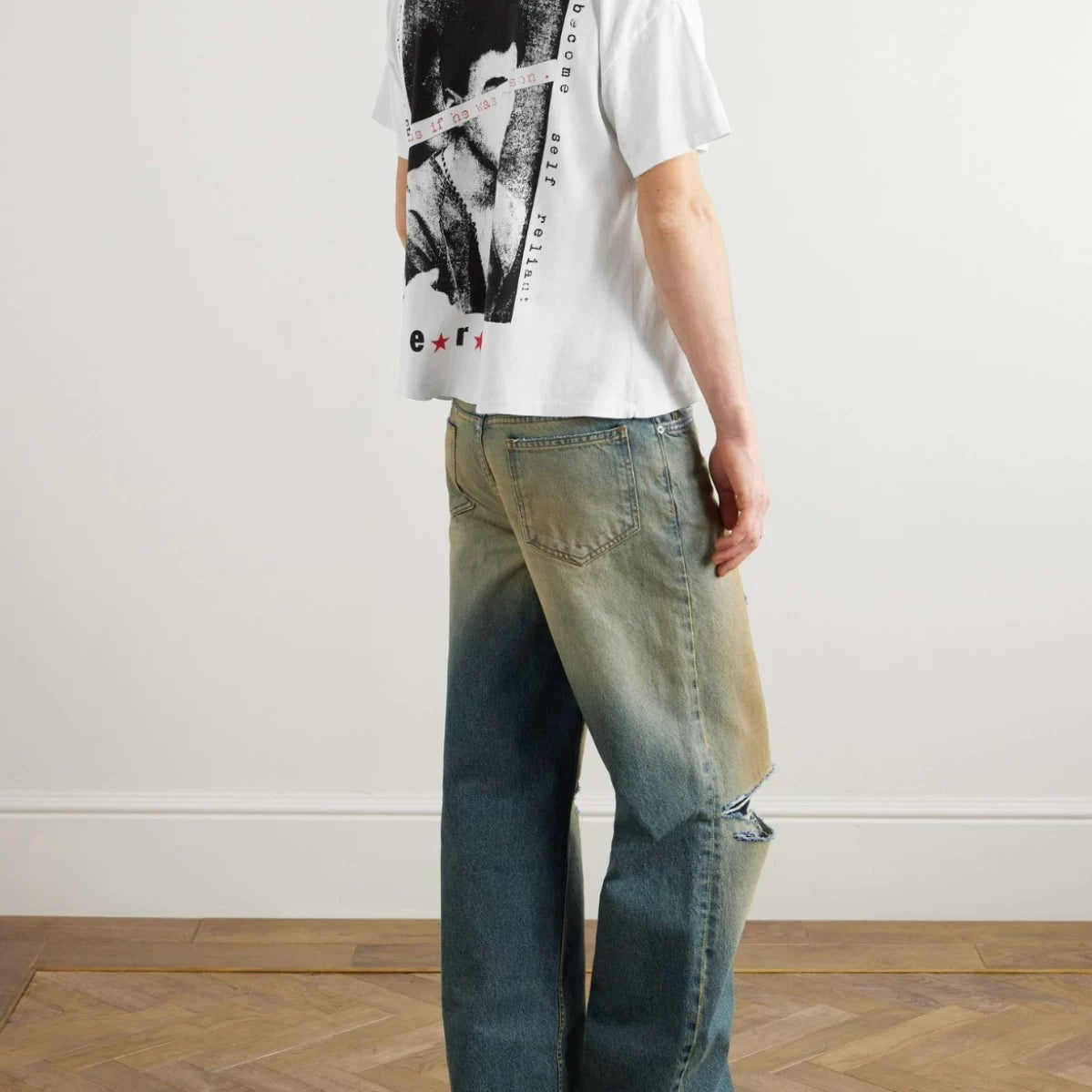 Erd24fw melancholic rich second-generation rebellious youth family trauma washing old short sleeved T-shirt boxy version