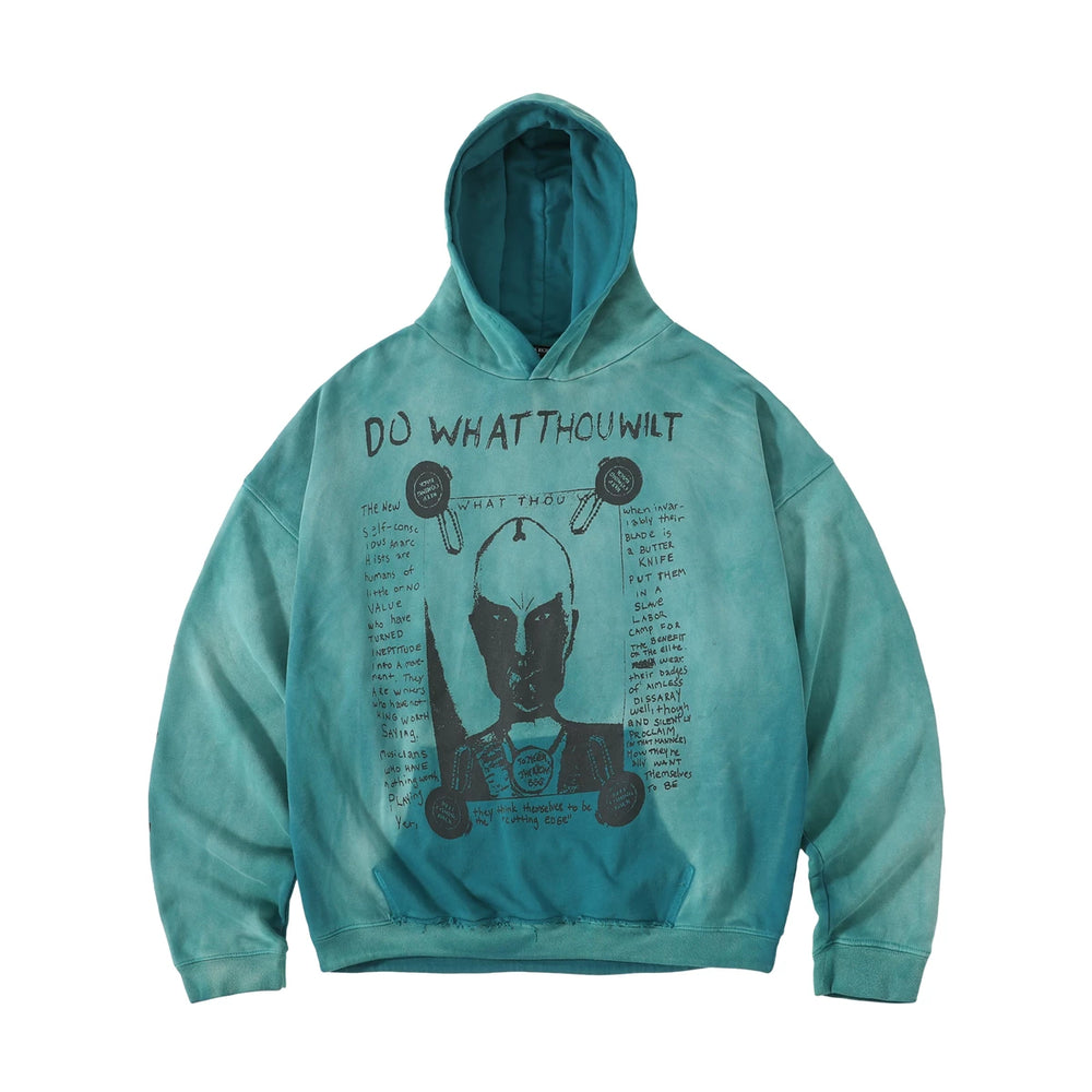 Roaring little eyes ERD24SS melancholic rich second-generation washed cracked NTR alien Tauren hoodie