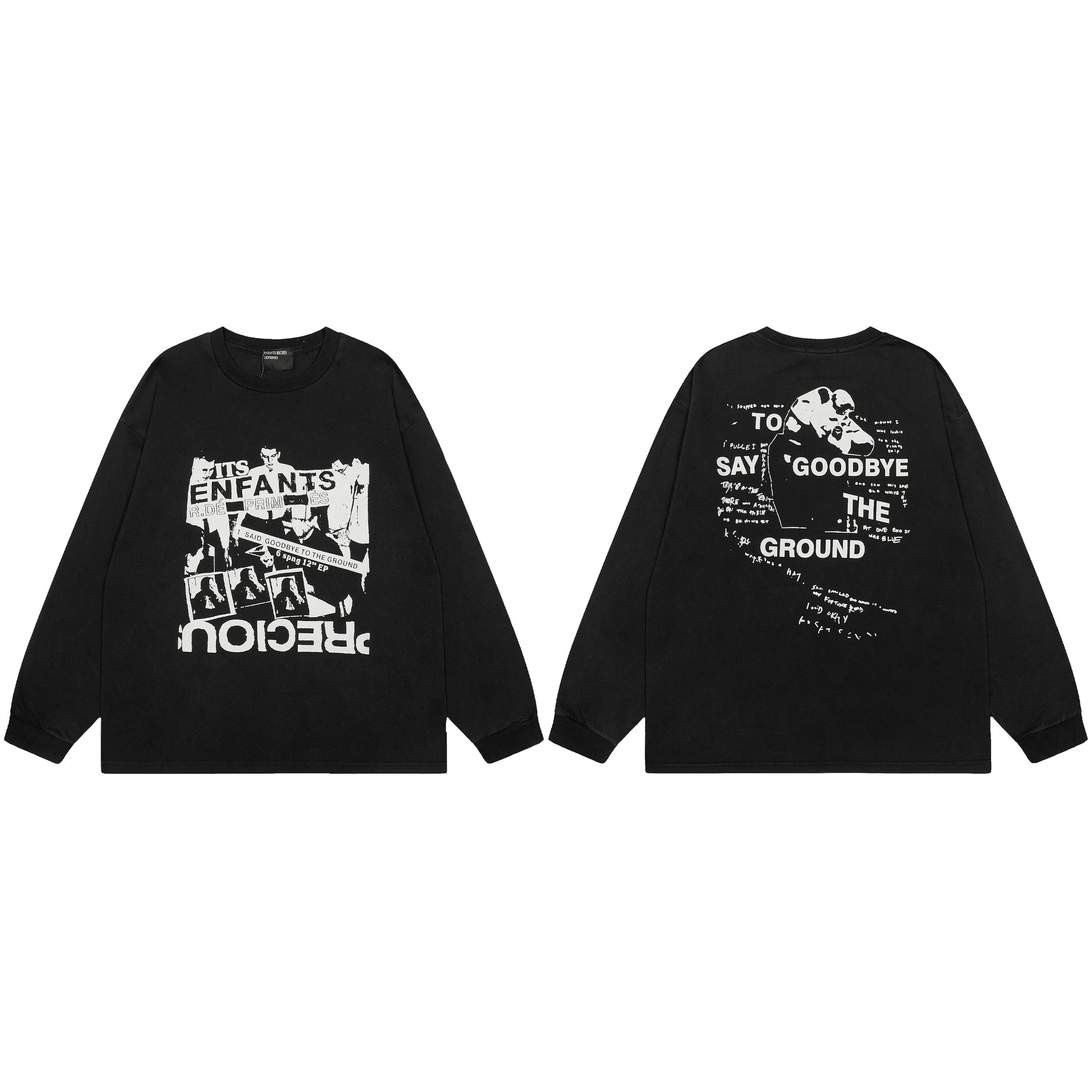 American ERD melancholy rich second-generation trendy brand cleanfit hem rolled edge long sleeved Vibe high street T-shirt couple style (28)