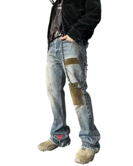 2024 autumn trend mid waist washed party pants jeans straight leg distressed corduroy style